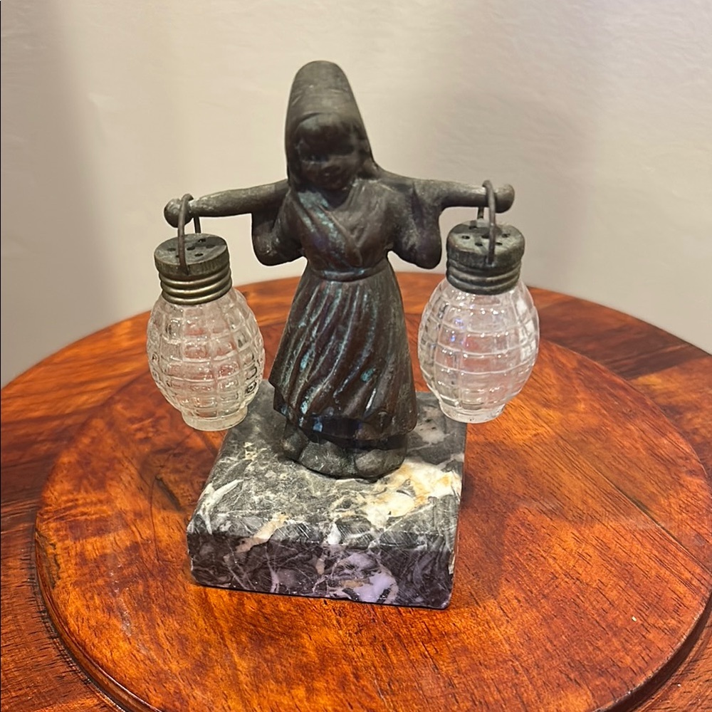 Vintage Dutch girl salt and pepper shakers marble lanterns are salt & pepper